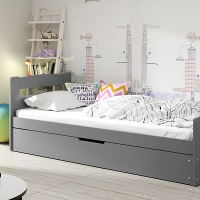Detská posteľ s úložným priestorom bez matraca 90x200 LYDIE - grafit