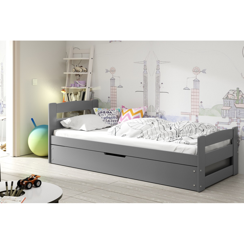 Detská posteľ s úložným priestorom bez matraca 90x200 LYDIE - grafit