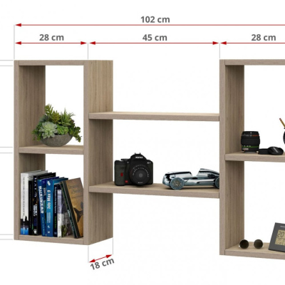 Závesná polica do izby 2 TRENT - dub sonoma