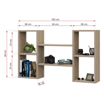 Závesná polica do izby 2 TRENT - dub sonoma