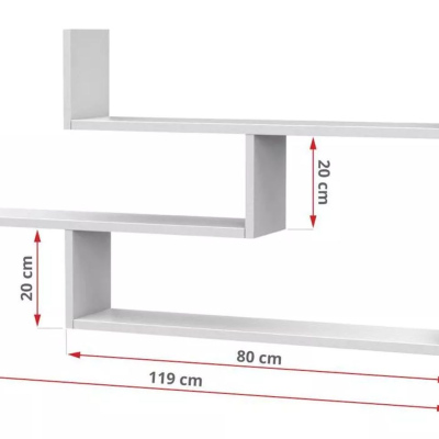 Závesná polica 3 TRENT - biela