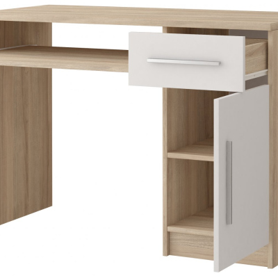 Praktický písací stôl OLEG - dub sonoma / biela