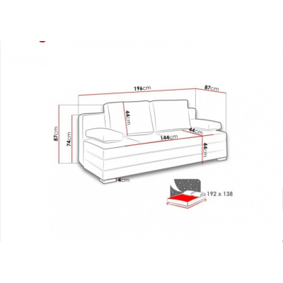Rozkladacia posteľ s vankúšmi s úložným priestorom IGOR - čierna