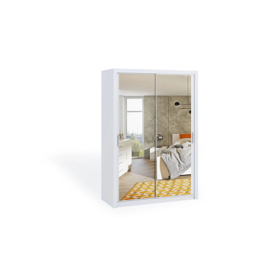 Skriňa s posuvnými dverami a zrkadlom 150 BRYAN - biela