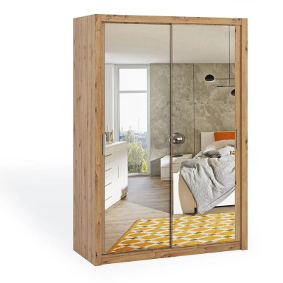 Skriňa s posuvnými dverami a zrkadlom 150 BRYAN - dub artisan