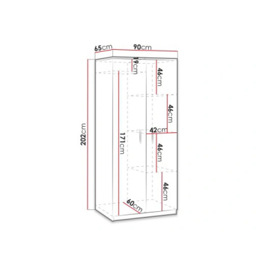 Dvojdverová skriňa s klasickým otváraním BRYAN - šírka 90 cm, biela