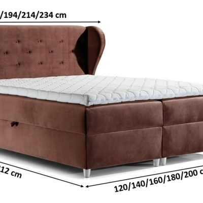 Boxspringová čalúnená posteľ Eveli ružová 160 + Topper zdarma