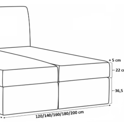 Čalúnená jednolôžková posteľ Ella červená 120 + Topper zdarma