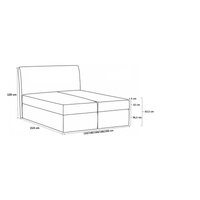 Boxspringová čalúnená posteľ Ella červená 160 + Topper zdarma