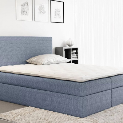 Veľká čalúnená posteľ Ella modrá 200 + Topper zdarma
