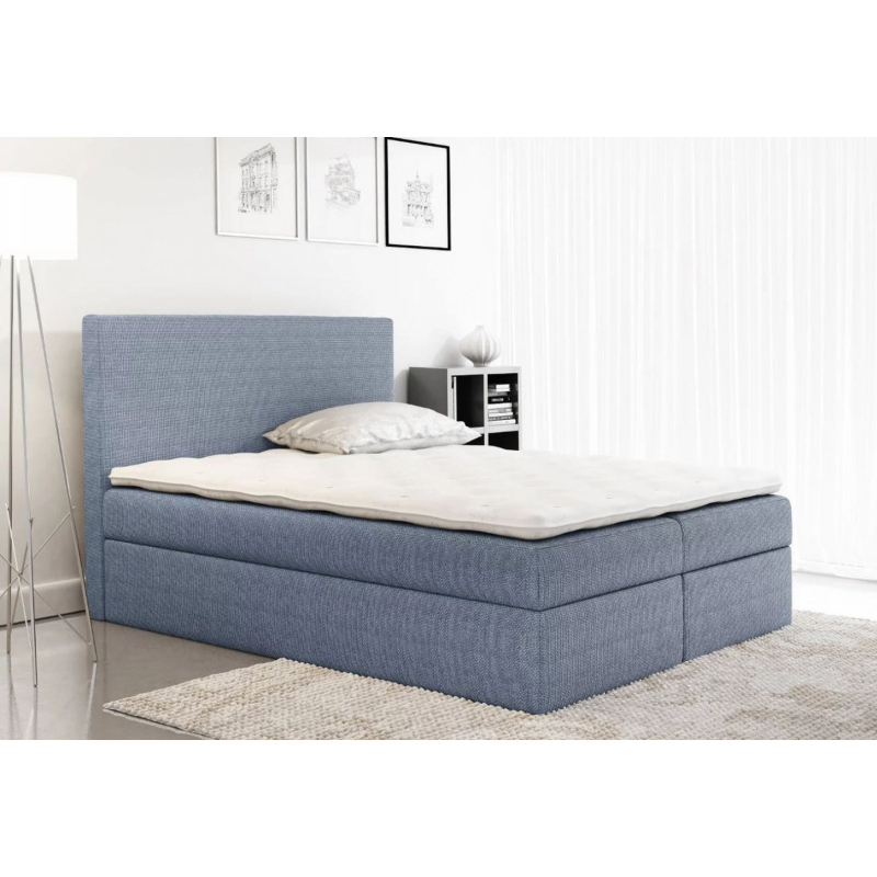 Veľká čalúnená posteľ Ella modrá 200 + Topper zdarma