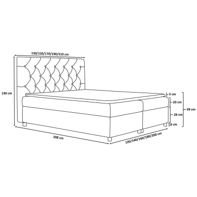 Elegantná rustikálna posteľ Bradley 120x200, šedomodrá + TOPPER