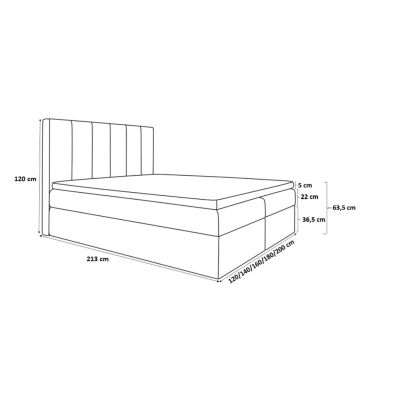 Boxspringová čalúnená posteľ Daria čierna 160 + topper zdarma