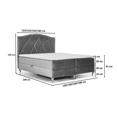 Kontinentálna posteľ 160x200 BENITA - béžová + topper ZDARMA