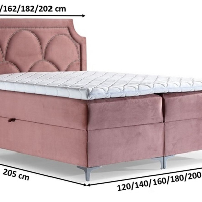 Prepychová posteľ CASSANDRA  140x200, staroružová + TOPPER