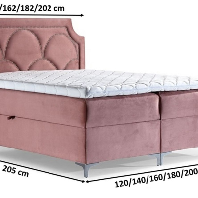 Prepychová posteľ CASSANDRA 200x200, šedá + TOPPER