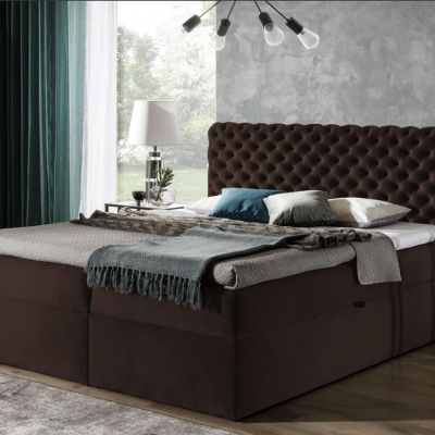 Čalúnená posteľ 120x200 CLARITA - hnedá + topper ZDARMA