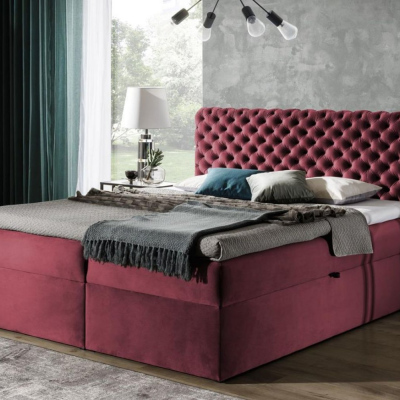 Čalúnená posteľ 120x200 CLARITA - červená + topper ZDARMA