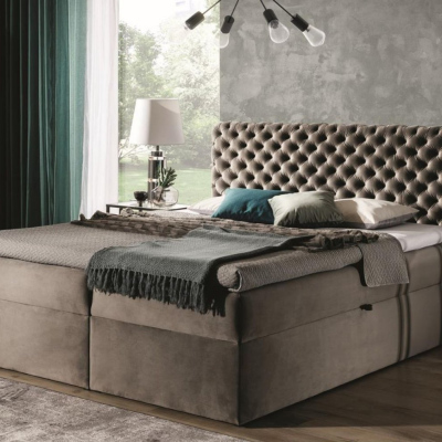 Čalúnená posteľ 160x200 CLARITA - béžová + topper ZDARMA