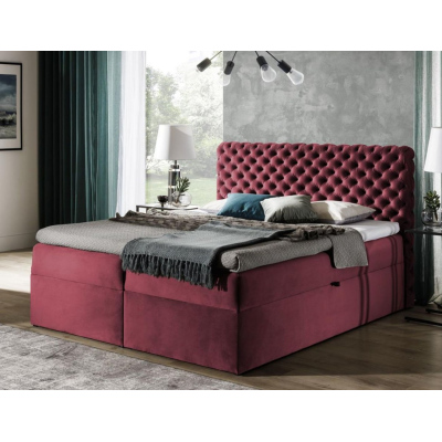 Čalúnená posteľ 160x200 CLARITA - červená + topper ZDARMA