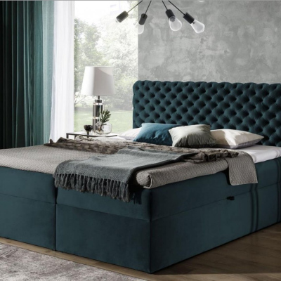 Čalúnená posteľ 160x200 CLARITA - modro-zelená + topper ZDARMA