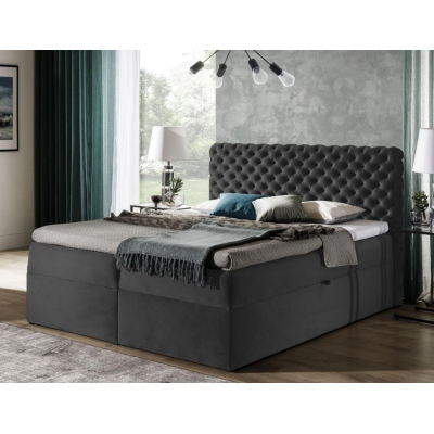 Čalúnená posteľ 160x200 CLARITA - sivá + topper ZDARMA