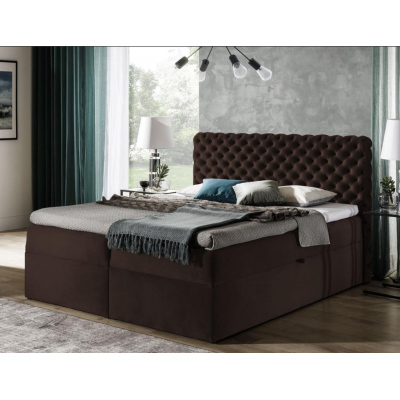 Čalúnená posteľ 180x200 CLARITA - hnedá + topper ZDARMA