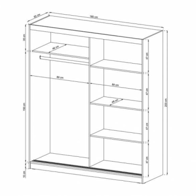 Skriňa s posuvnými dverami 180 cm MARVAN - grafit