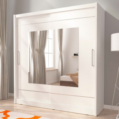 Šatníková skriňa so zrkadlom 180 cm MARVAN 9 - biela