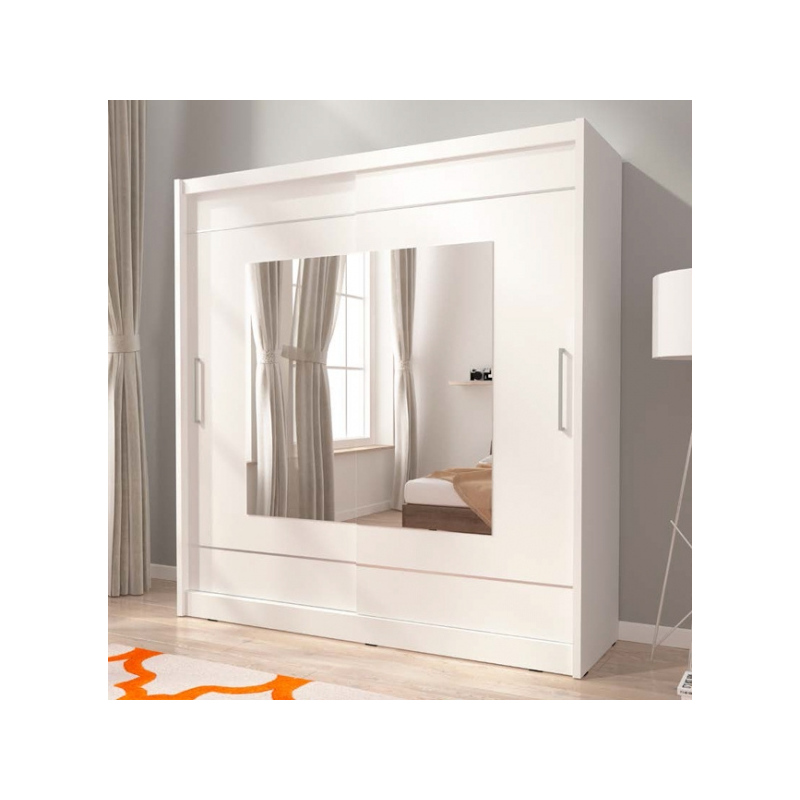 Šatníková skriňa so zrkadlom 180 cm MARVAN 9 - biela