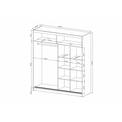 Šatníková skriňa so zrkadlom 200 cm MARVAN 9 - dub sonoma