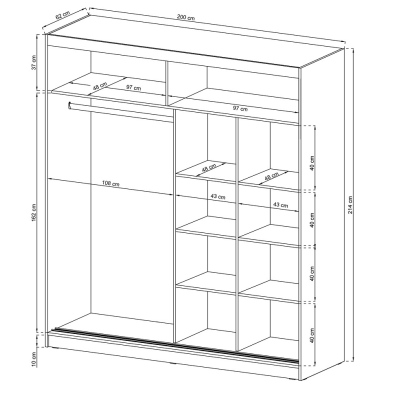 Šatníková skriňa 200 cm WESTON - biela