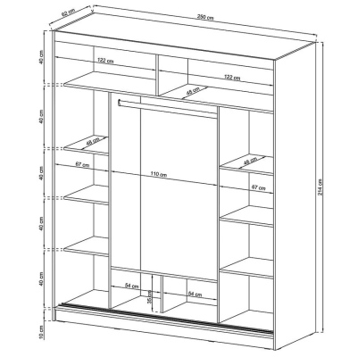 Trojdverová šatníková skriňa so zrkadlom 250 cm WESTON - grafit