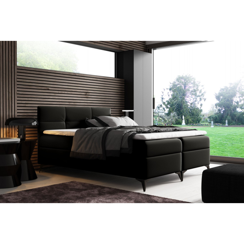 Elegantná posteľ potiahnutá eko kožou Floki  140x200, čierna
