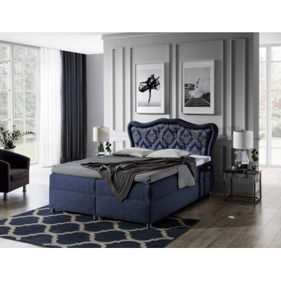 Boxspringová posteľ 160x200 GURI - modrá + topper ZDARMA