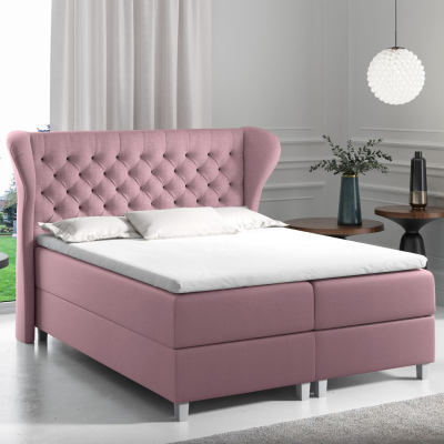 Boxspringová posteľ s prešívaným čelom 160x200 JUTTA - fialová + topper ZDARMA