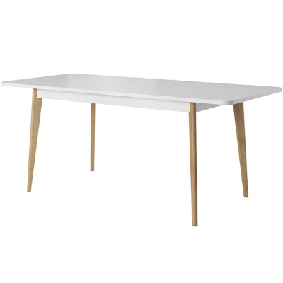 Jedálenský stôl NATHANIEL - biely lesk / dub riviera