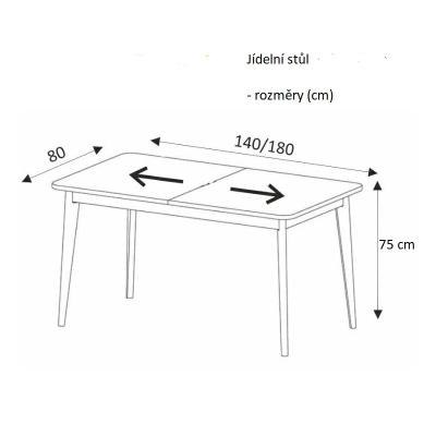 Jedálenský stôl NATHANIEL - biely lesk / dub riviera