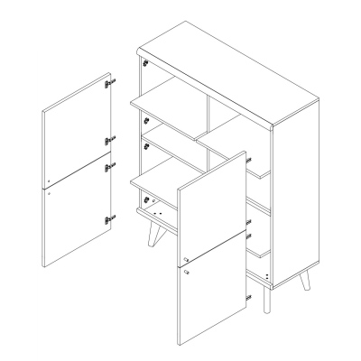 Komoda s policami PAVLIS - dub riviera / biela