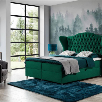 Luxusná boxspringová posteľ 120x200 RIANA - zelená + topper ZDARMA