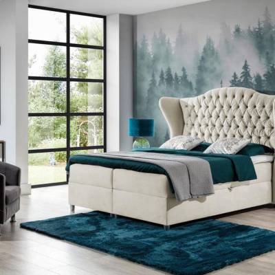 Luxusná boxspringová posteľ 120x200 RIANA - krémová + topper ZDARMA