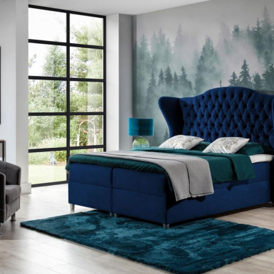 Luxusná boxspringová posteľ 120x200 RIANA - modrá + topper ZDARMA