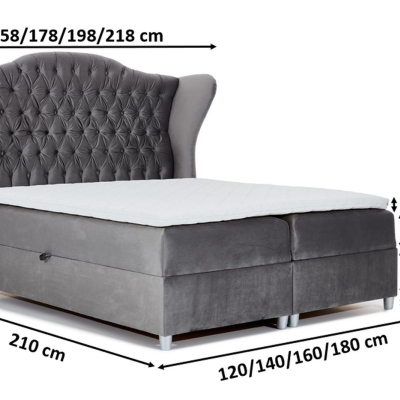 Luxusná boxspringová posteľ 120x200 RIANA - sivá + topper ZDARMA