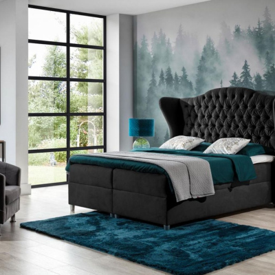 Luxusná boxspringová posteľ 120x200 RIANA - čierna + topper ZDARMA