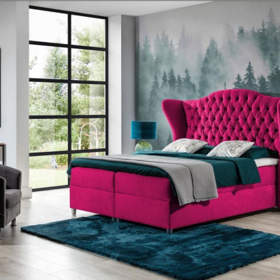 Luxusná boxspringová posteľ 160x200 RIANA - ružová + topper ZDARMA