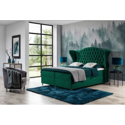 Luxusná boxspringová posteľ 180x200 RIANA - zelená + topper ZDARMA