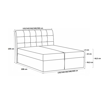 Kontinentálna posteľ 120x200 MARGITA - ružová + topper ZDARMA