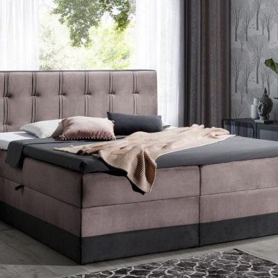 Čalúnená posteľ boxspring 120x200 MARYLIN - ružová + topper ZDARMA