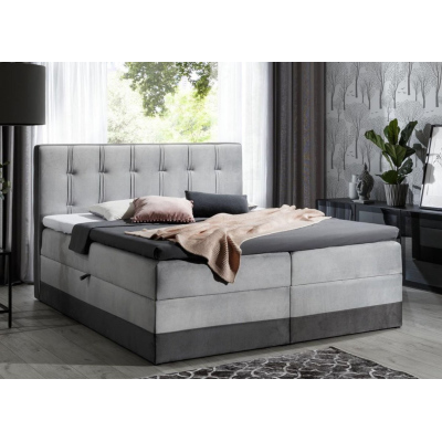 Čalúnená posteľ boxspring 120x200 MARYLIN - sivá + topper ZDARMA