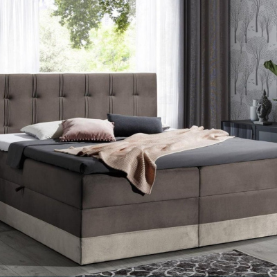 Čalúnená posteľ boxspring 140x200 MARYLIN - hnedá + topper ZDARMA